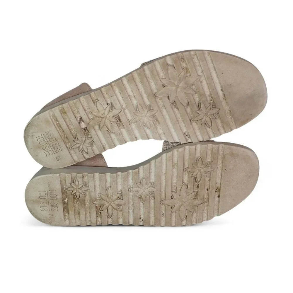 Mootsies Tootsies Penelope Open Toe Sandal Flats Shimmer Gold Women's‎ 8.5M